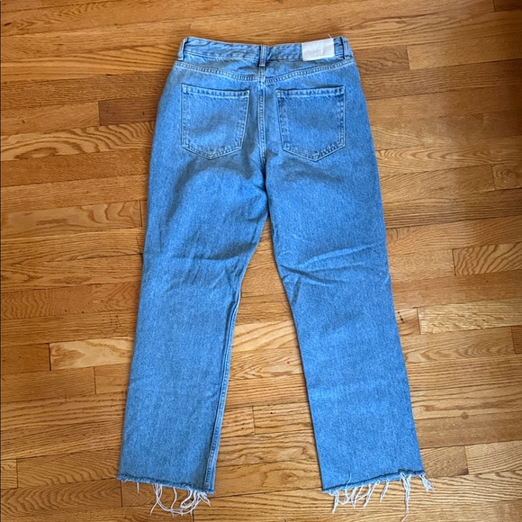 Zara Light Blue Distressed Straight Leg Jeans - Picture 3 of 3